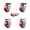 Service Caster 4 Inch Red Poly on Cast Iron Caster Set with Roller Bearings 2 Swivel 2 Rigid SCC-35S420-PUR-RS-2-R-2 - alternate 5